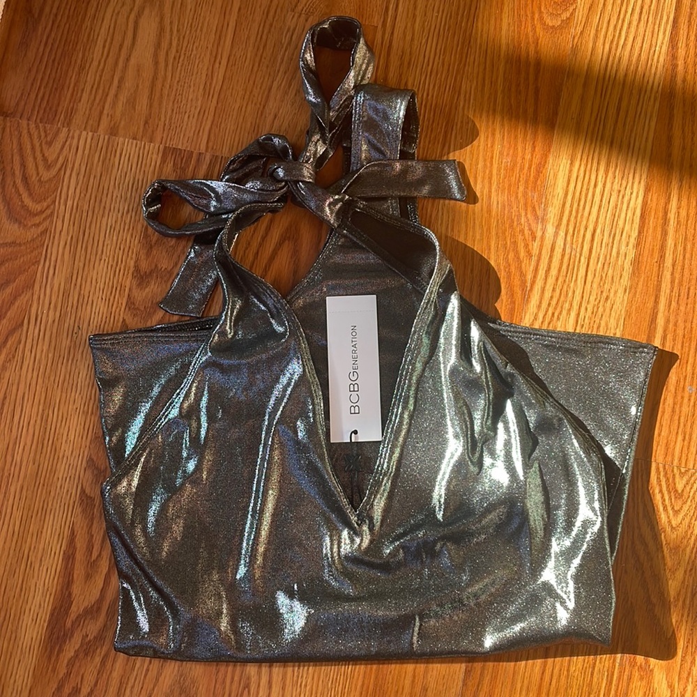 BCBGeneration Black Silver Shimmer Bodysuit